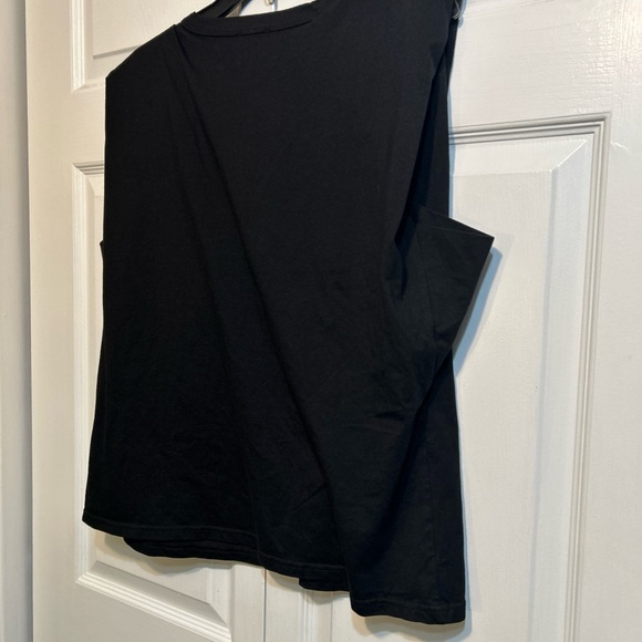 Hello Molly Tee Size 10 Black Cotton Poly Sleeveless T Shirt Top w/Shoulder Pads - Picture 8 of 9